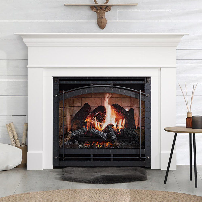 SimpliFire 36-in Inception Firebox with Wescott Mantel & Chateau Forge Decorative Front
