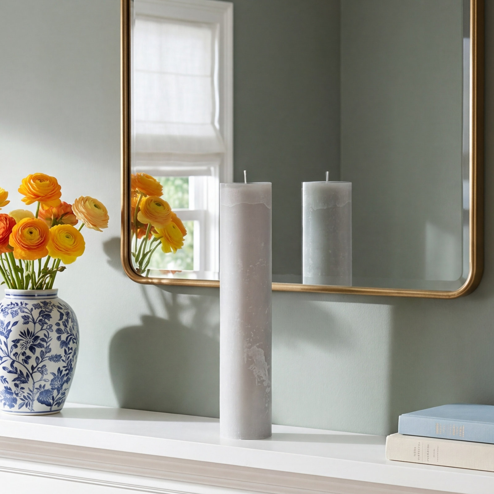 Unscented Pillar Candle, 13.75" H x 2.75" W x 2.75" D, Linen
