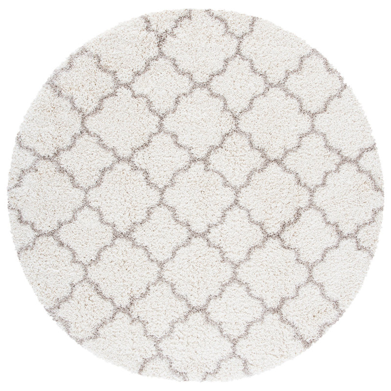Bonaire Performance Geometric Rug, Round 7', Ivory/Light Grey
