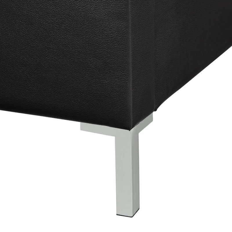 Crampton Upholstered Platform Bed, Black, Leather, Queen