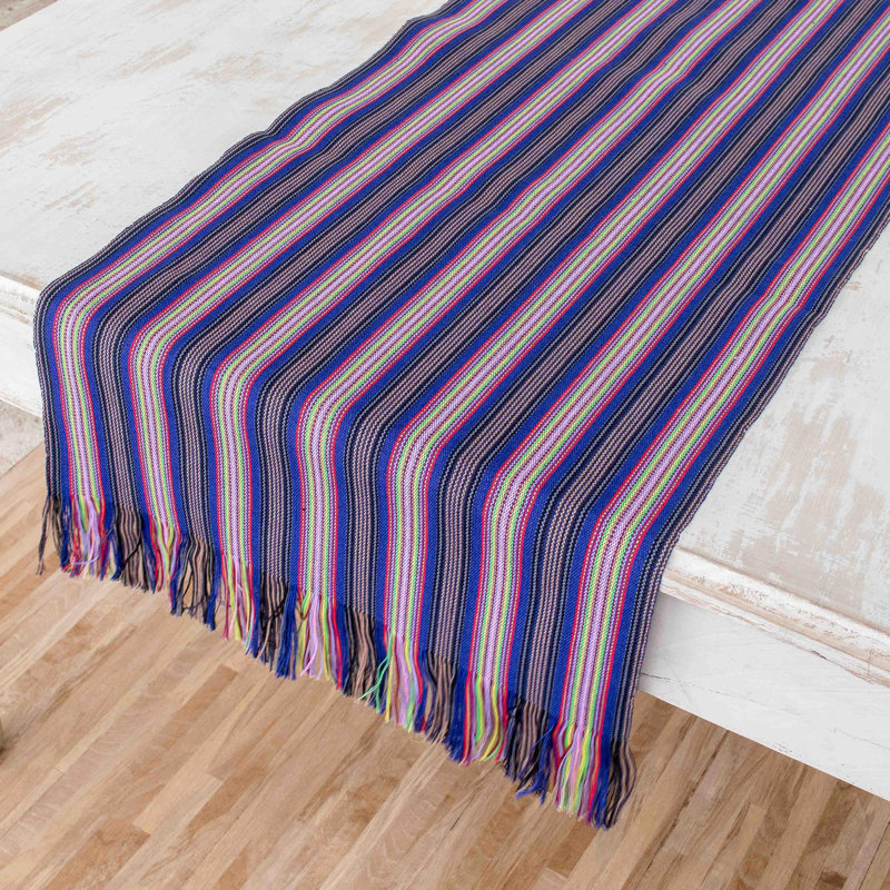Breakwater Bay Handmade Solola Blue Cotton Table Runner