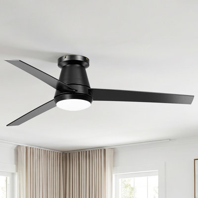 Vaczon 52" Modern Smart Flush Mount Propeller Ceiling Fan with 3CCT LED Lights, APP and Remote Control, Double-Sided Blades, Dimmable, 6-Speed Reversible DC Motor