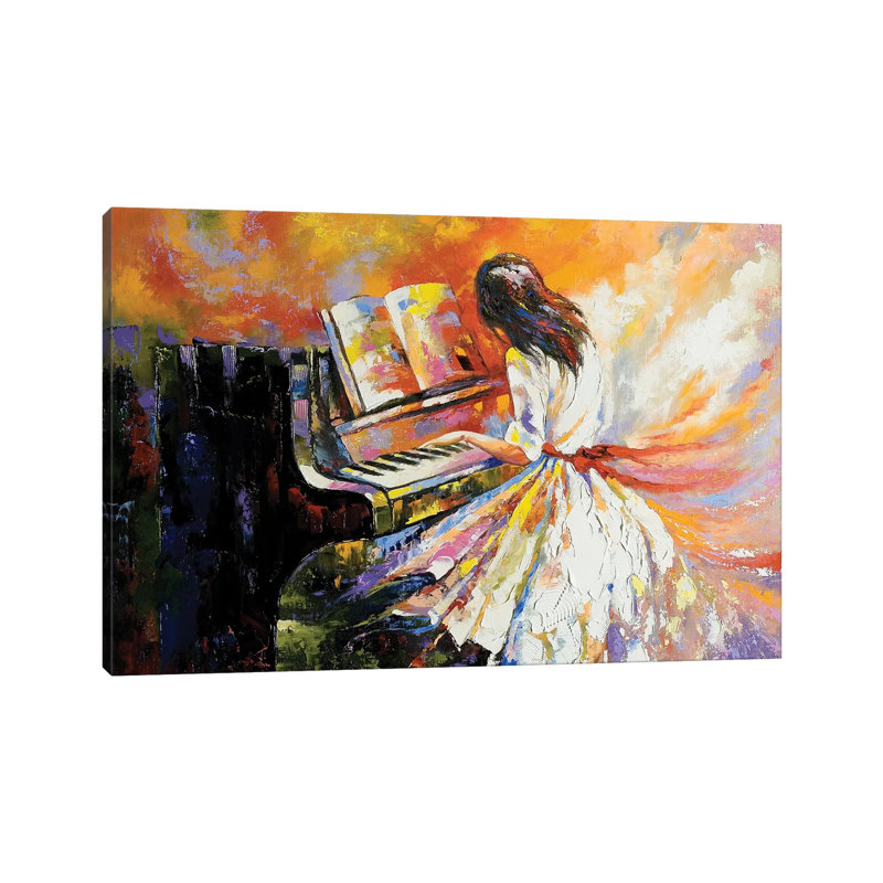 The Girl Playing On The Piano by Balaikin - Painting on Canvas, Wrapped Canvas, 45.72cm H x 66.04cm W x 3.81cm D