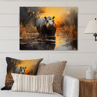 Hippo The Savanna King 3 - Hippopotamusmetal Wall Art MT134497