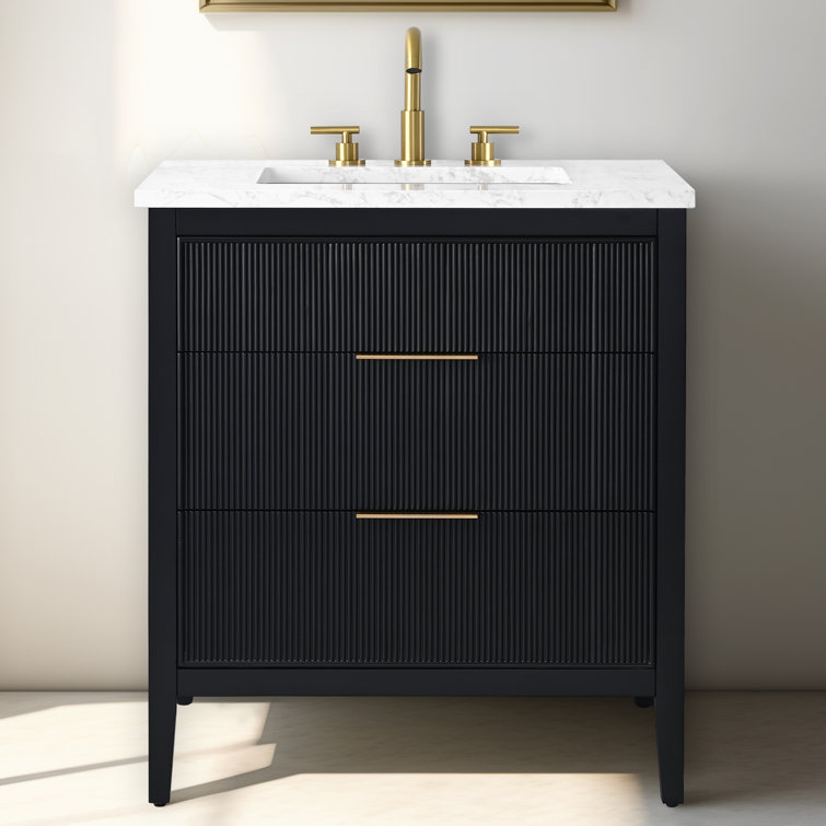 Bilroy Egremt 30'' Single Bathroom Vanity with Engineered Stone Top