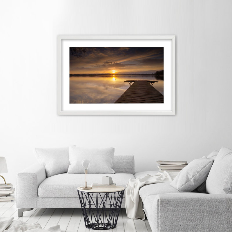 Lakeside - Single Picture Frame Print, 60cm H x 90cm W, White