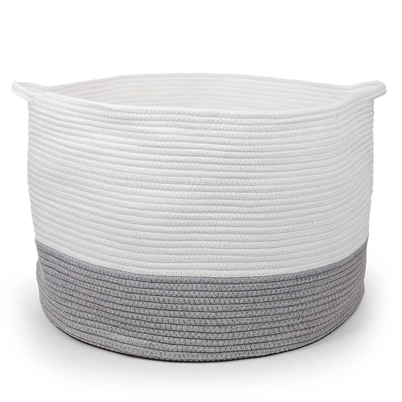 Panier avec poignées contrastantes, Gris / blanc