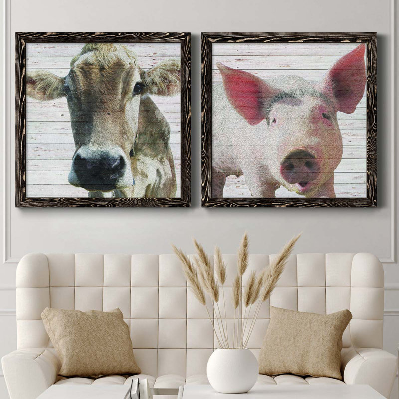 Maude - Ensemble de 2 cadres photo sur toile, Cadre noir, H 27,5 po x l 55 po x P 1,5 po