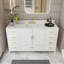 Meuble-lavabo moderne en bois massif de 60 po avec lavabo, comptoir en quartz blanc Carrara de 61 po avec 3 trous de robinet pré-percés, 2 portes doubles à fermeture en douceur, 7 tiroirs et 2 petits compartiments de rangement rabattables (blanc)-133417786