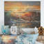 Blue and Orange Sunrise Waves II - Vagues côtières sur bois-1811347901