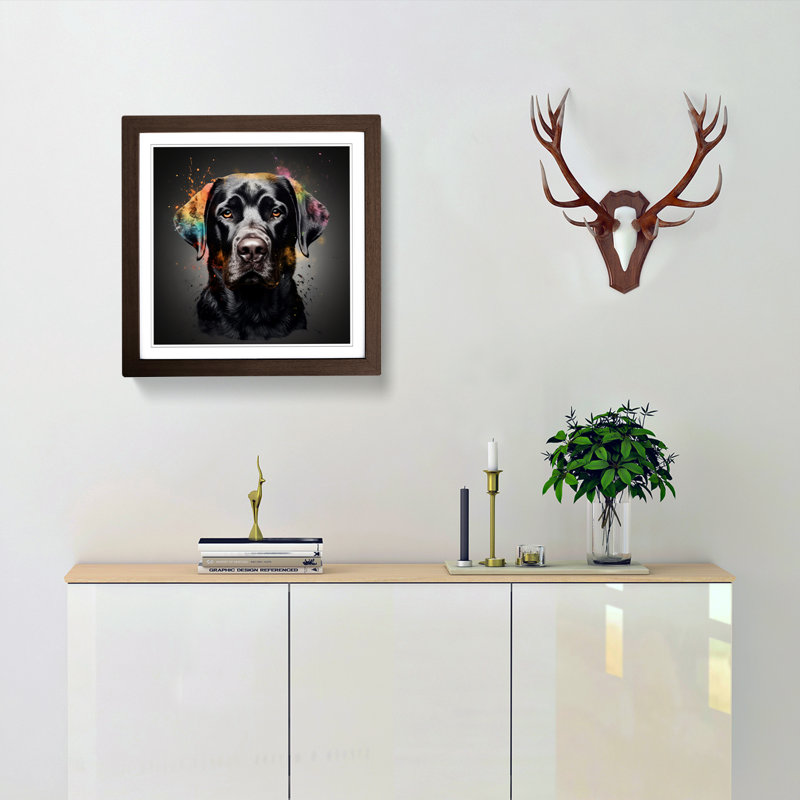 Labrador Retriever Conceptual Art No.1 - Single Picture Frame Print on Wood, Walnut