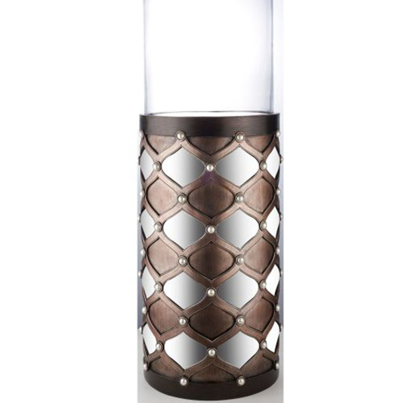 Tall Candleholder with Hurricane Glass, 31" H x 11.25" W x 11.25" D