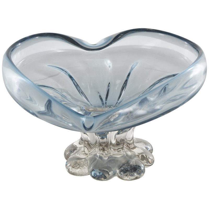 Cole And Grey Glass Ombre Decorative Bowl With Folded Curve Opening And Scalloped Base