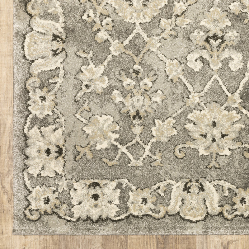 Tapis oriental gris / beige Caryll, Rectangle 6 pi 7 po x 9 pi 6 po