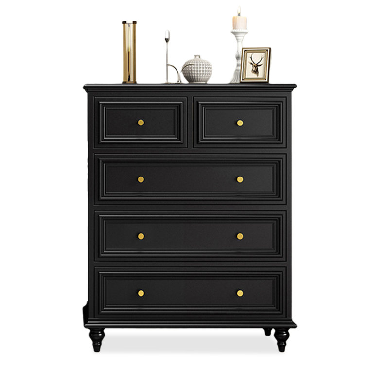 Armoire d'appoint en bois manufacturé noir massif