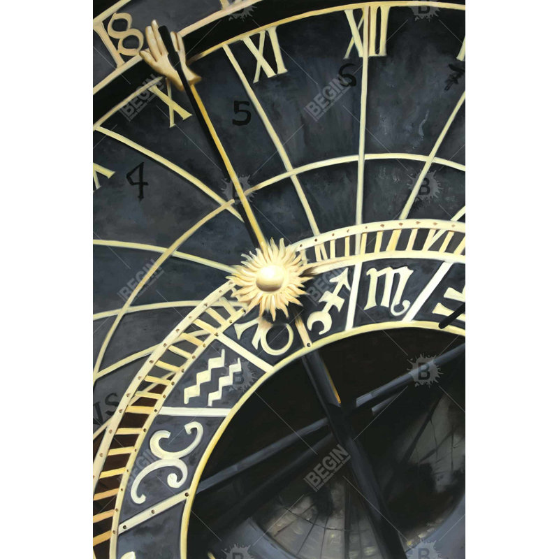 "Horloge astrologique" sur toile, H 36 po x l 24 po