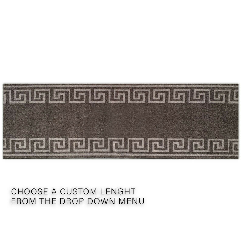 Custom Size Runner Rug 31 Inch Wide Choose Your Length Greek Key Meander Design Dark Gray Color, Runner 2'7'' x 25'