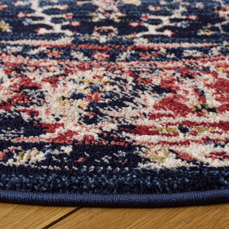 Tapis bleu marine / rouge Sechovicz, Rond 4 pi