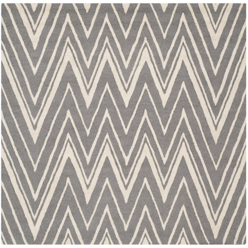 Ellicott Hand Tufted Wool Chevron Rug, Square 6'
