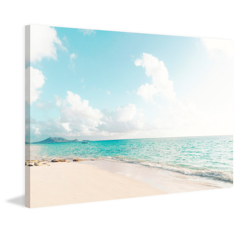 Reproduction d’art sur toile tendue, "lanikai, i love" par morgan j hartley, H 12 po x l 18 po