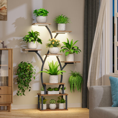 44" Plant Stand Indoor with Grow Light, 8 Tiered Plant Shelf Indoor for Multiple Plant