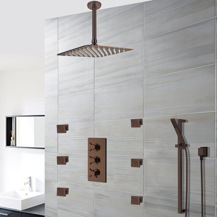 Fontana Reno Ceiling Mount Shower Head Set with 6 Body Massage Shower Jets