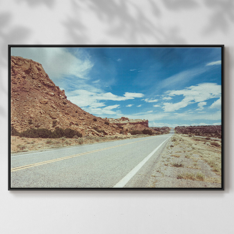 New Mexico Drive II, reproduction d'art sur toile, H 25 po x l 37 po x P 2 po, Noir
