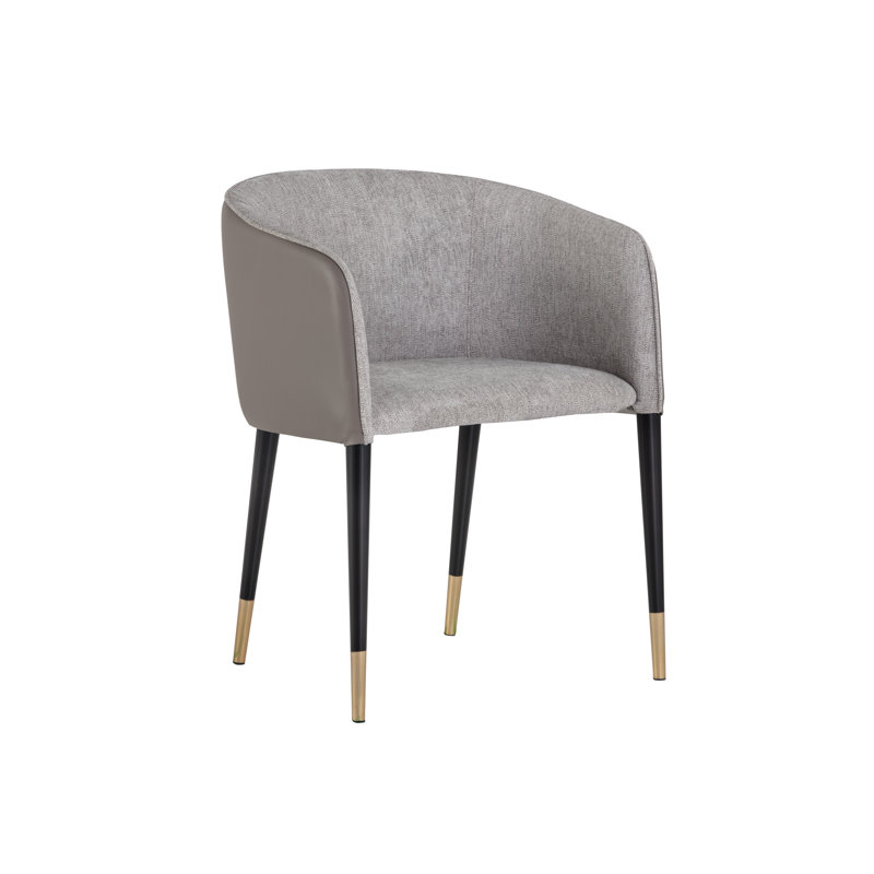 Fauteuil demi-tonneau capitonné, Similicuir gris