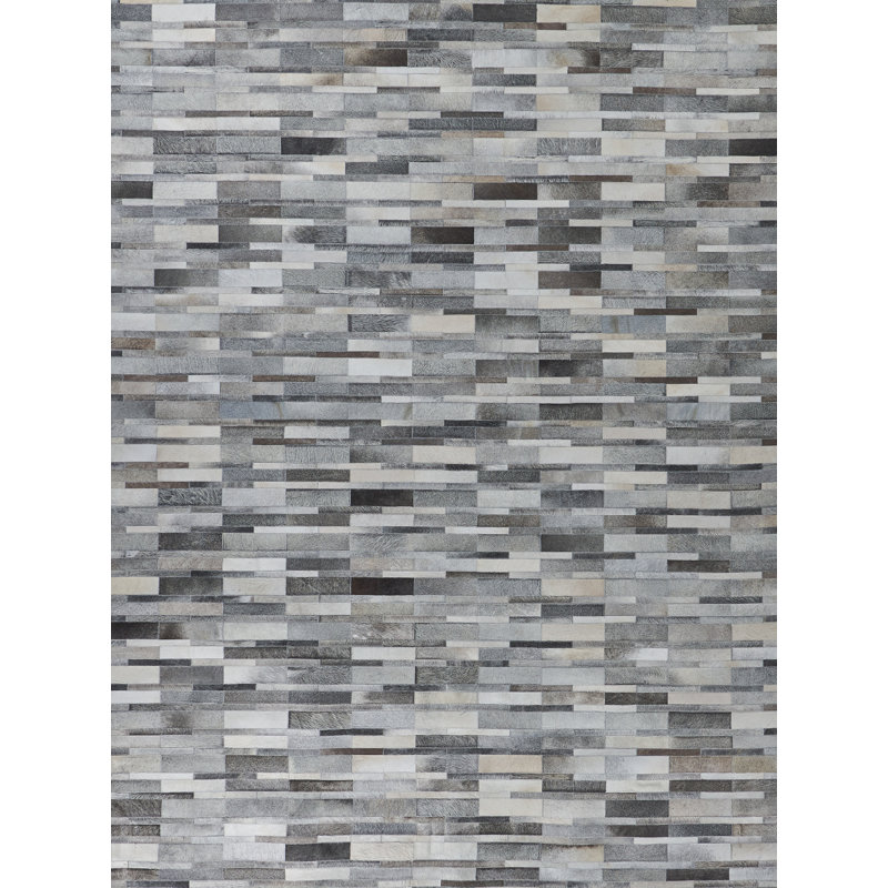 Natural Hide Cowhide Geometric Indoor Rug, Rectangle 9'6" x 13'6"