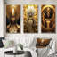 «African Floral Gorgeous Golden Goddess I», 3 pièces sur toile-1426952798-1426952799