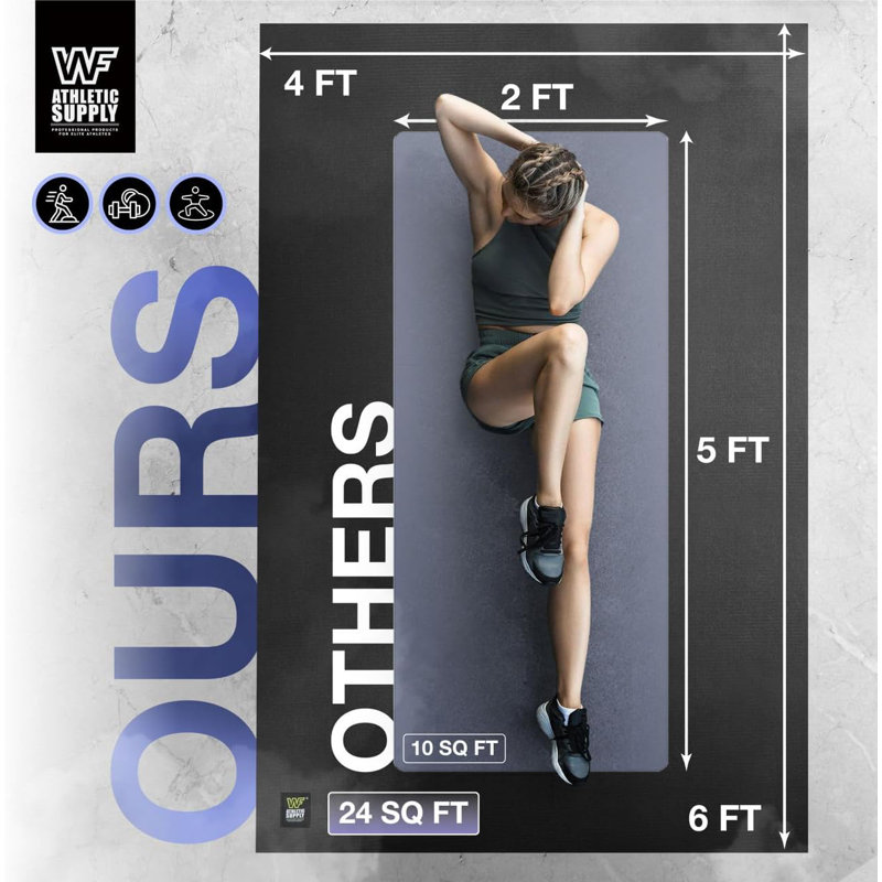 Très grands tapis d'exercice antidérapants WF, L 72 po x l 48 po