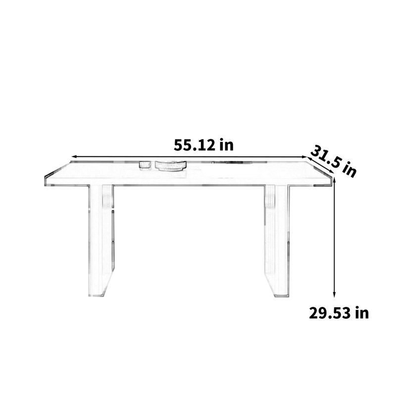 Table de salle à manger rectangulaire de style rétro français, H 29,53 po x L 55,12 po x l 31,5 po