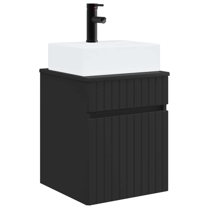 Single Bathroom Vanity with Ceramic Basin, Black