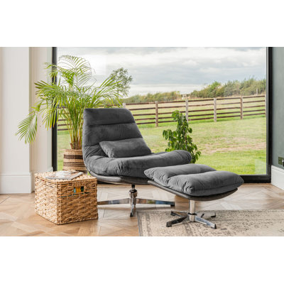 Bouchet Velvet Swivel Lounge Chair With Footstool