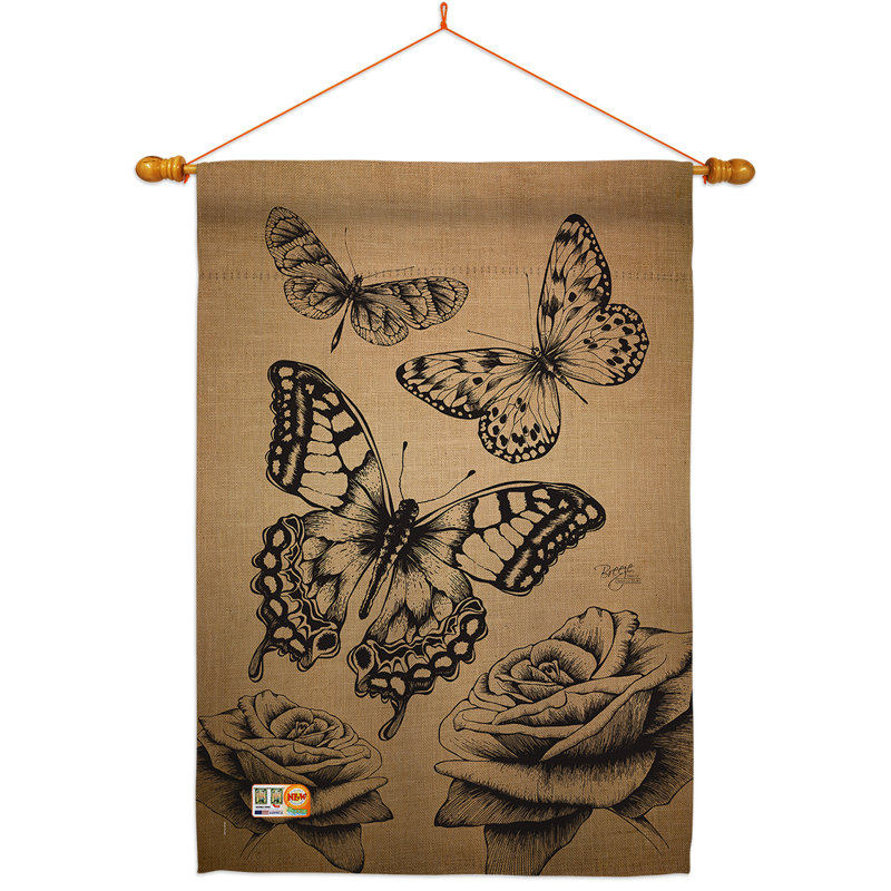 Ensemble de drapeaux 2 faces 40 x 28 papillons