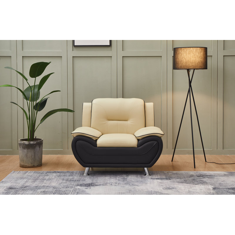 Chaise de salon Alexsia, Beige / similicuir noir