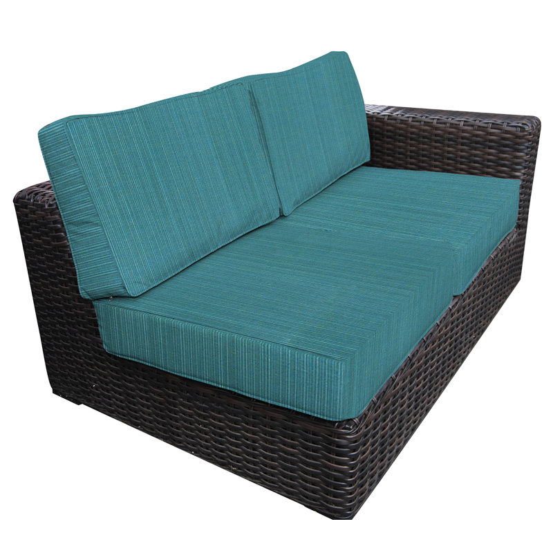Canapé de patio gauche Sirci avec coussins Sunbrella, Haute mer