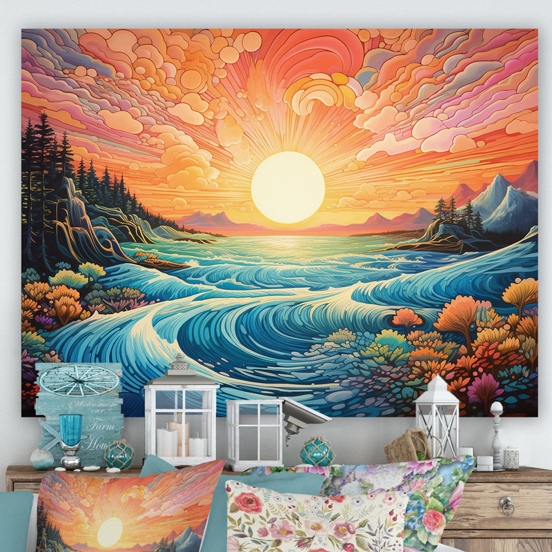 «Kawaii Sunset Landscape In Japon II», reproduction sur toile, Toile tendue, 30" H x 40" W
