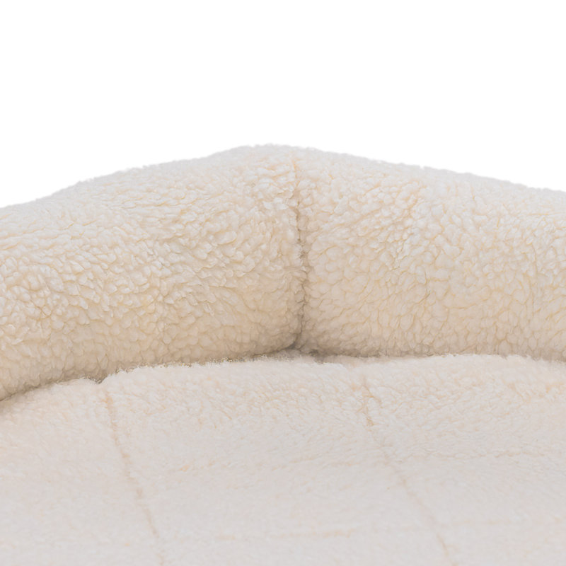 Faux Lambswool Crate Bolster Pet Bed, Extra Large (26" W x 42" D x 3" H), Cream
