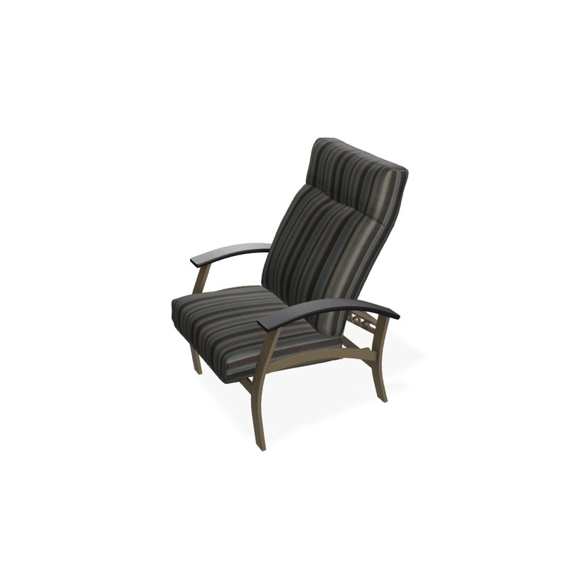 Chaise de patio inclinable avec coussins Askar, Aperçu de nuage, Noir P70, Bois de plage texturé
