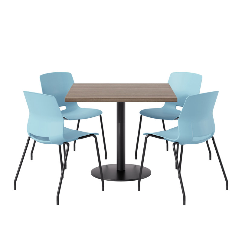 Ensemble repas pour 4 personnes à hauteur de bar, H 41 po x L 42 po x l 42 po, Teck studio, Bleu et noir