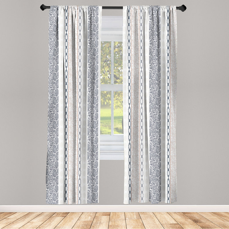 Dakota Fields Rose Curtains, Art Classical Victorian Motifs, Pale Purpleblue, 28" W x 63" L