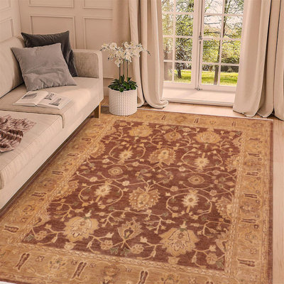 Tapis brun clair / brun clair en laine noué à la main 8 pi 2 po x 10 pi 1 po Morgane