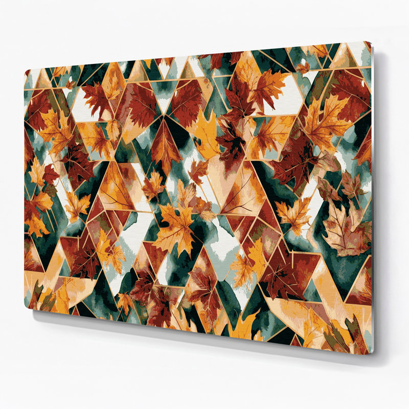 «Thanksgiving», motifs géométriques d'automne, art mural en métal beige, H 12 po x l 18 po x P 0,05 po