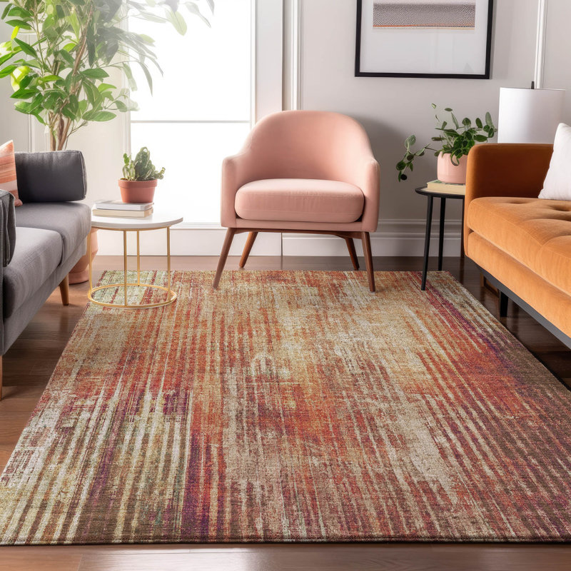 Tapis paprika Cerrito AMF582 lavable à la machine de qualité supérieure, Rectangle 5 pi x 7 pi 6 po