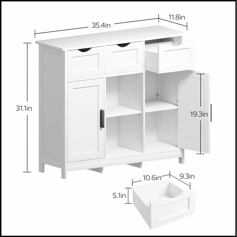 Armoire en bois avec tiroirs et tablettes, parfaite pour les solutions de rangement organisées et élégantes, Blanc