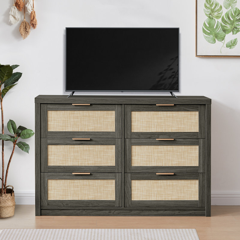 Dearbhaile 47.2" W 6-Drawer Manufactured Wood Dresser, Midnight Oak