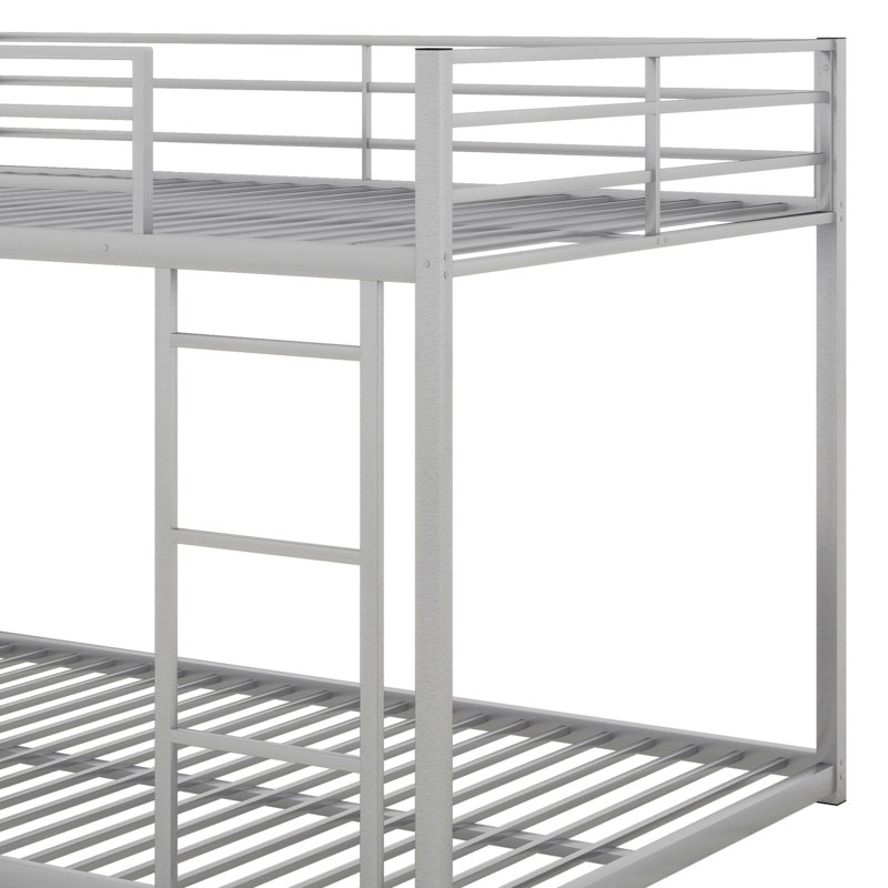 Bunk Bed Low Bunk Bed With Ladder, Full Over Full, Silver