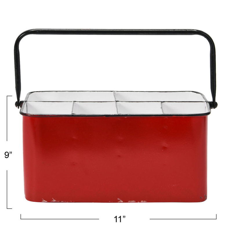 Baylie Rectangle Flatware Caddy, Red