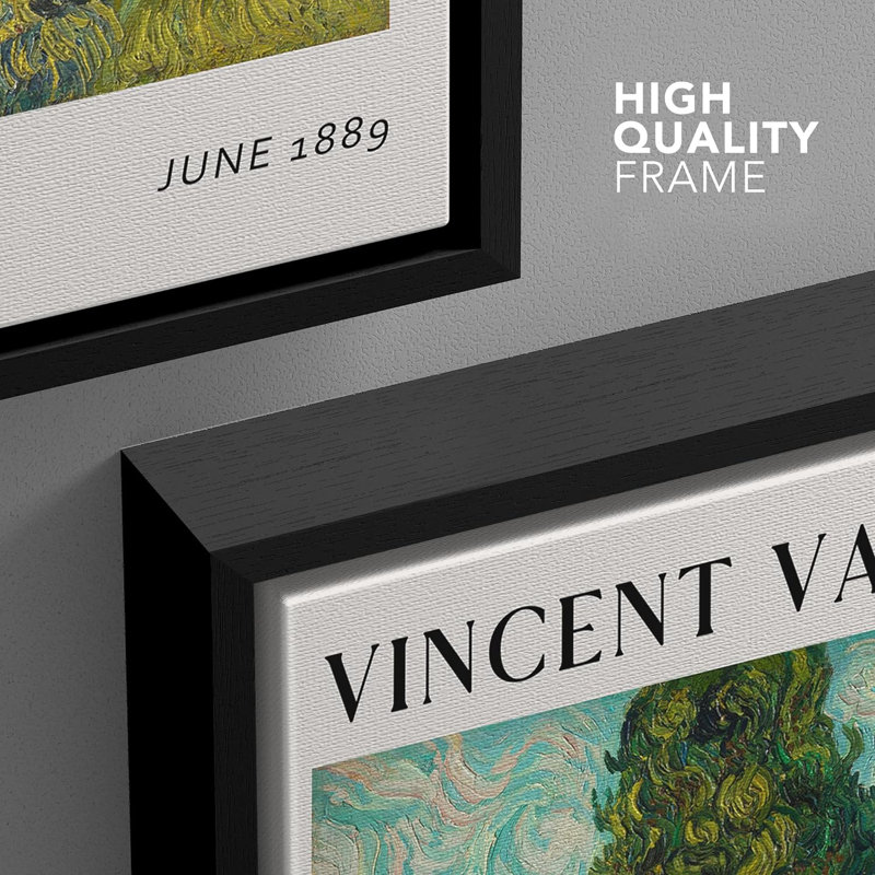 «Cypress Tree Landscape» par Vincent Van Gogh, reproduction sur toile flottante, H 36 po x l 24 po x P 1,5 po, Noir